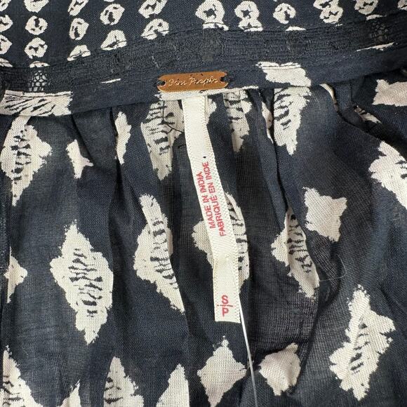 Free People Dress Womens Small Black Hearts Desire Cotton Mini Ivory Boho New - Picture 5 of 12